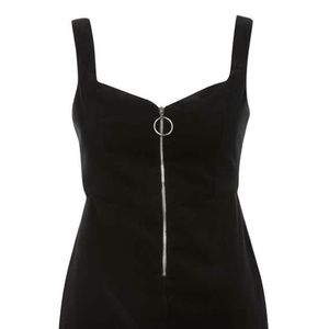 Topshop Black Corduroy Pinafore Dress, Size 4